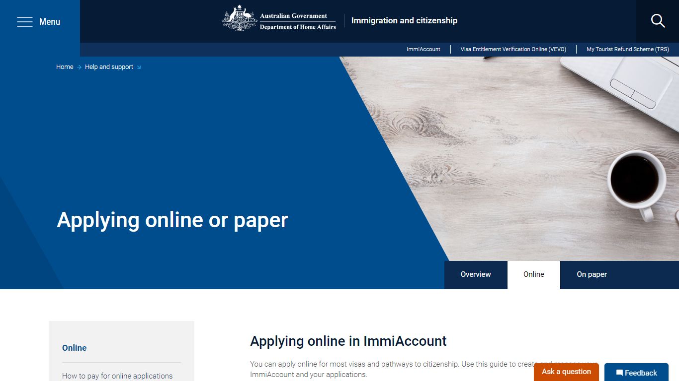 Applying online in ImmiAccount - Home Affairs